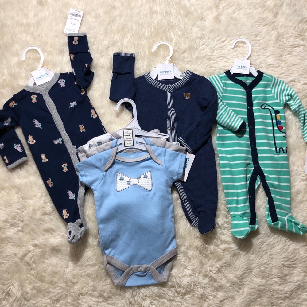 Carter's Kids One Piece Pajama Set - Blue, Navy, Green